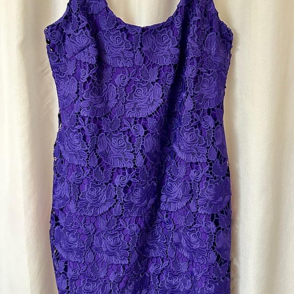 NWOT ! Ralph Lauren Purple Floral Lace Back Zip Lined - Picture 3 of 9